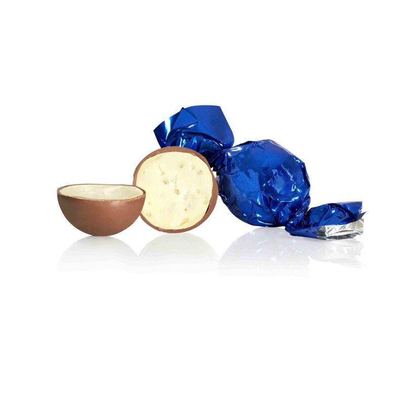 Cocoture blå fyldt chokoladekugle - flødechokolade m/yoghurt