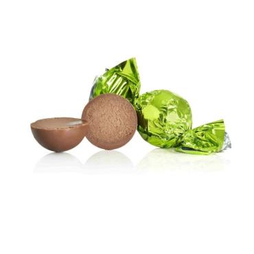 Cocoture lysegrøn fyldt Cocoture chokoladekugle - flødechokolade m/lakrids