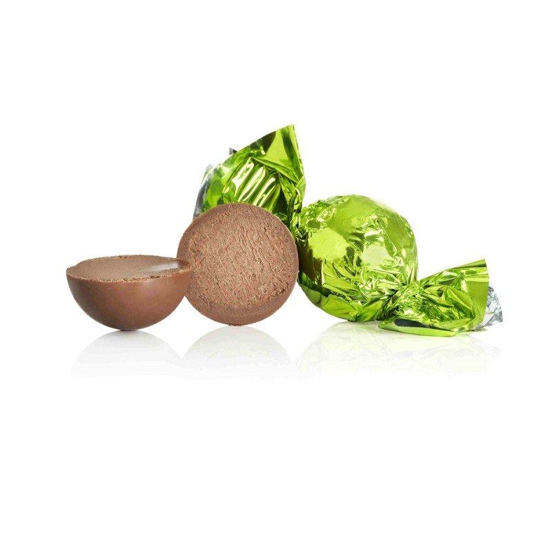 Cocoture lysegrøn fyldt Cocoture chokoladekugle - flødechokolade m/lakrids
