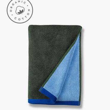 Mette Ditmer SOFT håndklæde, Dark Olive / Light blue