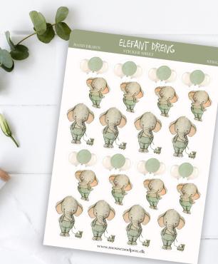 Mouse & Pen Elefant dreng – Sticker sheet