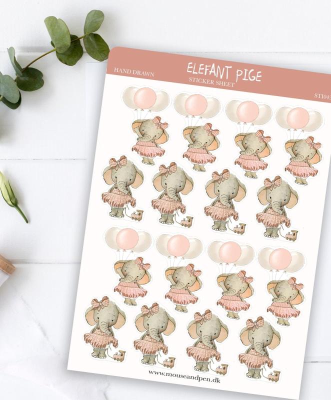 Mouse & Pen Elefant pige – Sticker sheet