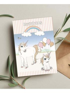 Mouse & Pen Fødselsdag Unicorn invitationer 6 stk. – billede 2