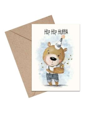 Mouse & Pen Hip Hip Hurra dreng kort
