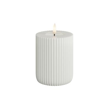 DeluxeHomeart - Solid Stripe LED Bloklys Ø 8 X 10 Cm Hvid