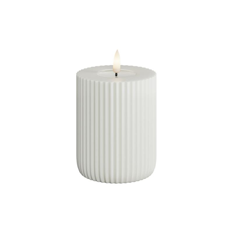 DeluxeHomeart - Solid Stripe LED Bloklys Ø 8 X 10 Cm Hvid