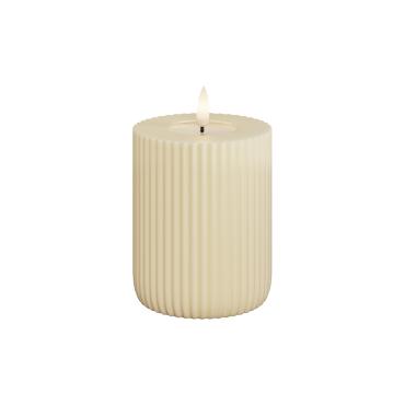 DeluxeHomeart - Solid Stripe LED Bloklys Ø 8 X 10 Cm Cream