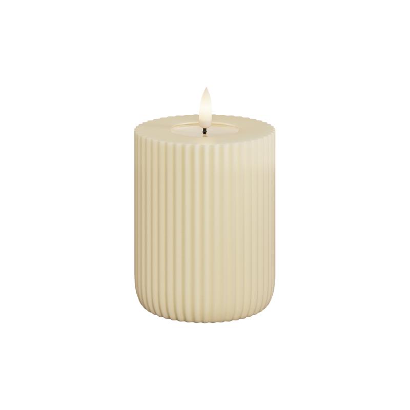 DeluxeHomeart - Solid Stripe LED Bloklys Ø 8 X 10 Cm Cream