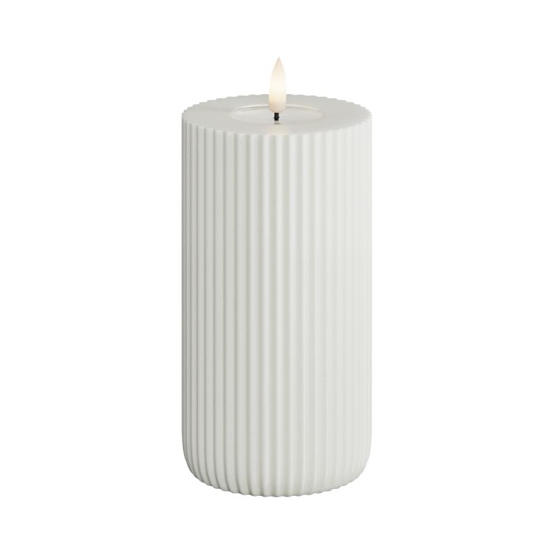DeluxeHomeart - Solid Stripe LED Bloklys Ø 8 X 15 Cm Hvid