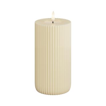 DeluxeHomeart - Solid Stripe LED Bloklys Ø 8 X 15 Cm Cream