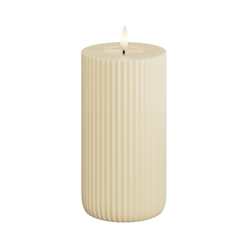 DeluxeHomeart - Solid Stripe LED Bloklys Ø 8 X 15 Cm Cream