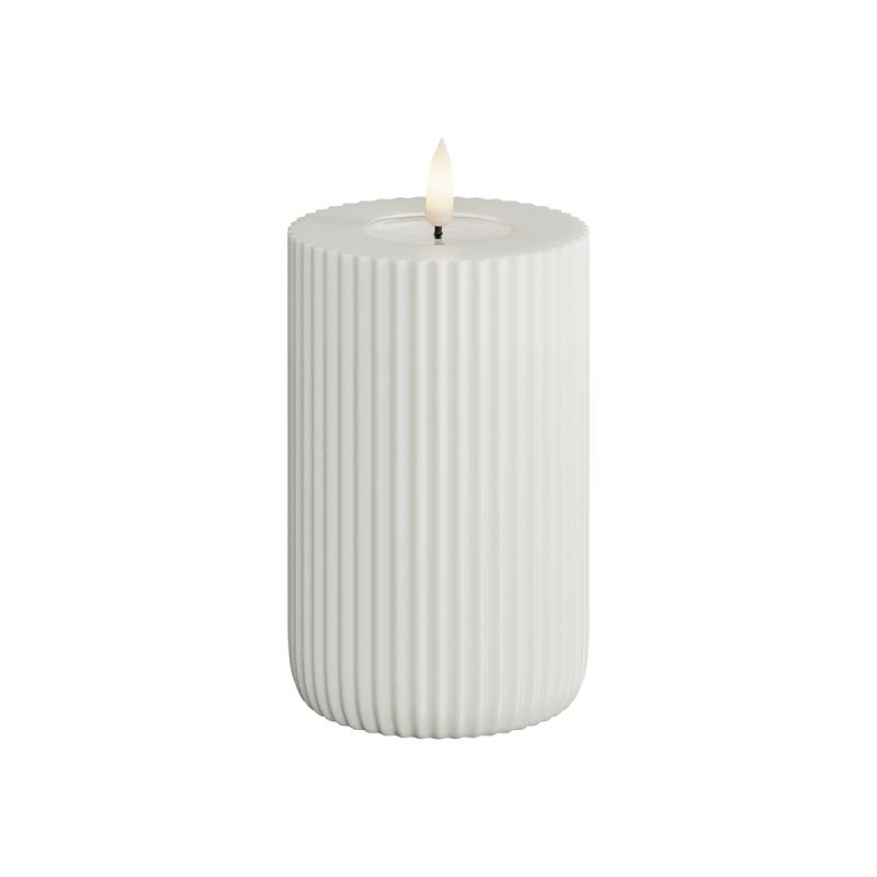DeluxeHomeart - Solid Stripe LED Bloklys Ø 8 X 12,5 Cm Hvid