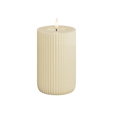 DeluxeHomeart - Solid Stripe LED Bloklys Ø 8 X 12,5 Cm Cream