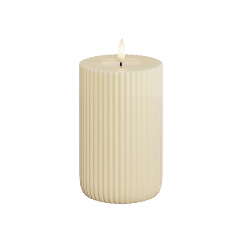 DeluxeHomeart - Solid Stripe LED Bloklys Ø 8 X 12,5 Cm Cream