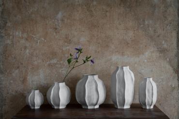 Vase stentøj D18 H30 cm naturhvid