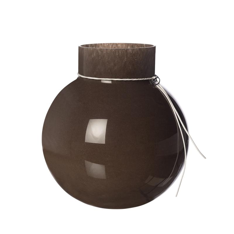 Glasvase rund D21 H22 cm brun