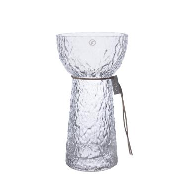 Løgvase D10 H19 cm mønstret glas