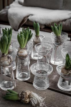 Løgvase D10 H19 cm mønstret glas
