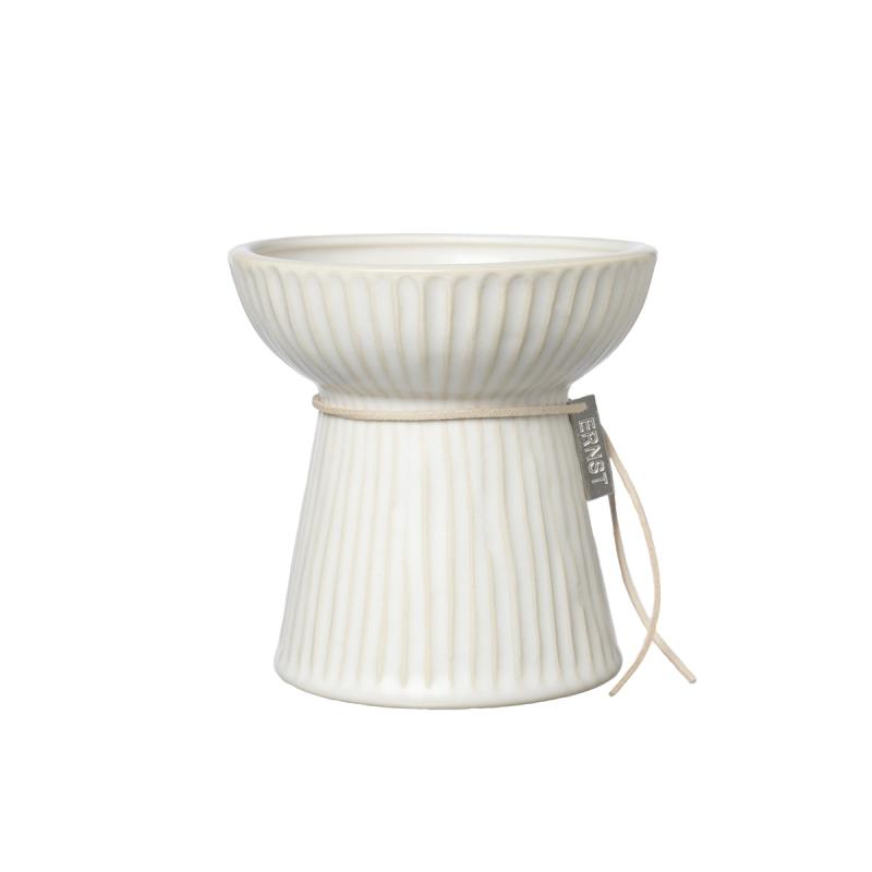 Løgvase D11 H11 cm rillet naturhvid