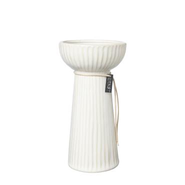 Løgvase D10 H19 cm rillet naturhvid