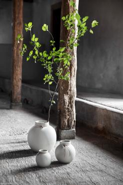 Vase stentøj rund D13 H14 cm beige
