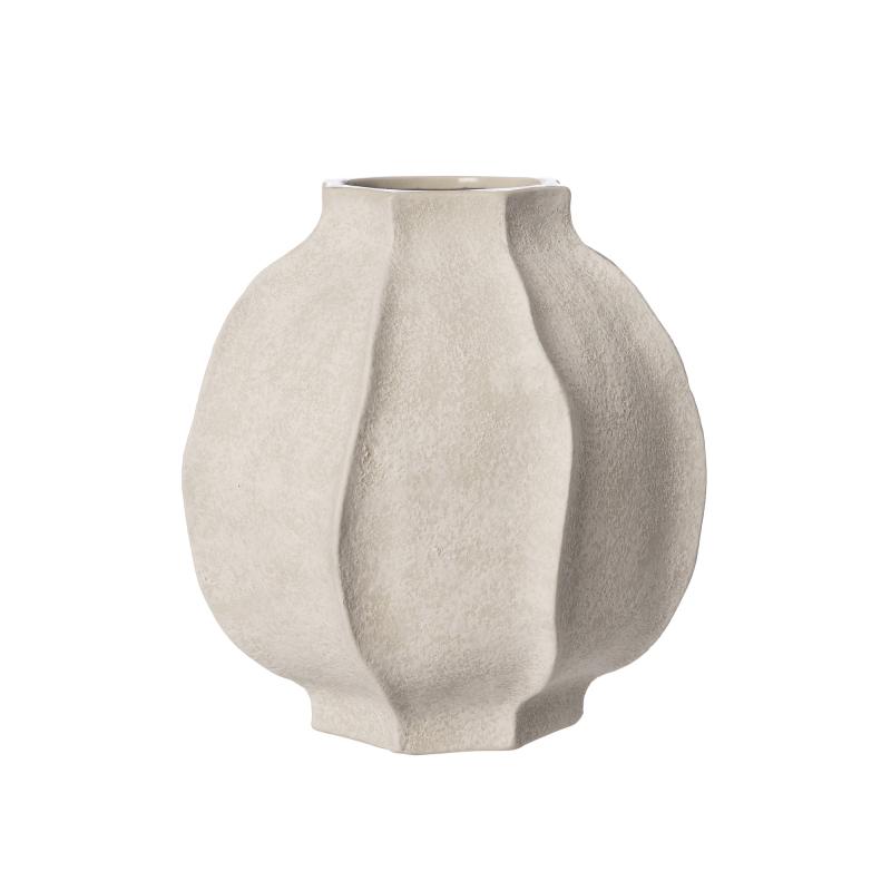 Vase stentøj D18 H18 cm naturhvid