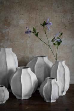 Vase stentøj D13 H22 cm naturhvid