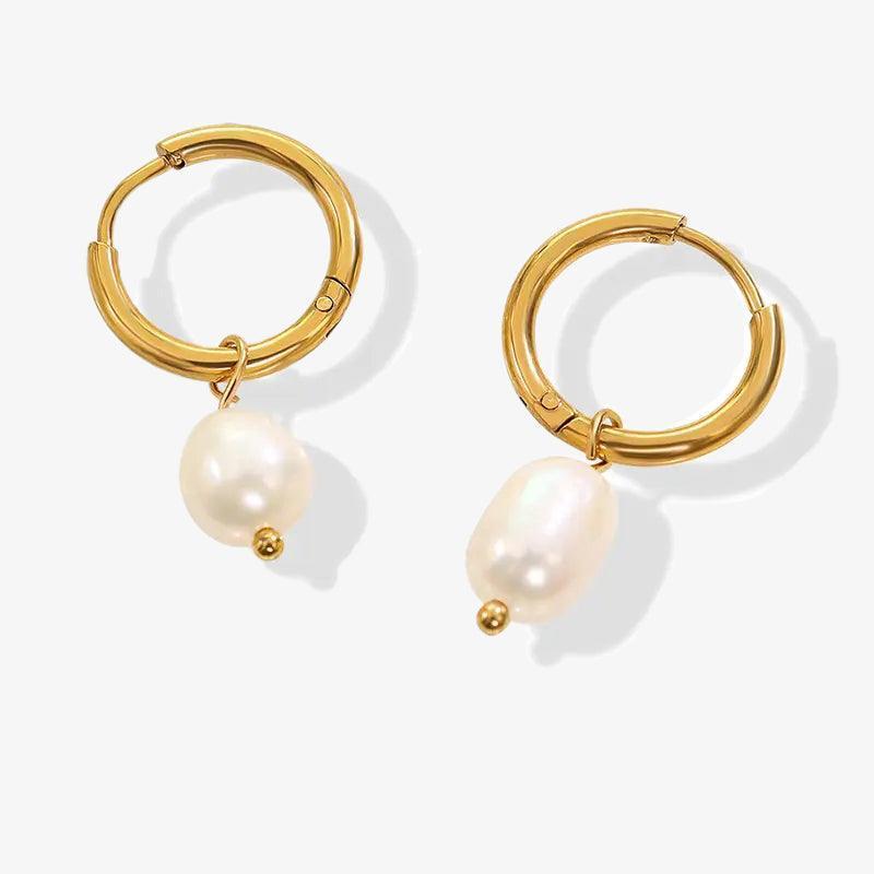 Ella Pearl Earrings - 18K Gold Plated