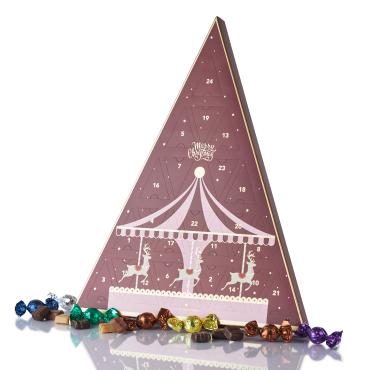 Cocoture Julekalender i bordeaux/lyserød - chokolade & Marcipan