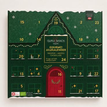 Guru Snack gourmet julekalender. Julekalender med Økologiske Snacks fra Guru Snack.